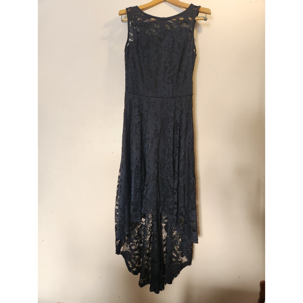 MUADRESS Womens Black Lace‎ High Low Cocktail Dress Sleeveless Size S